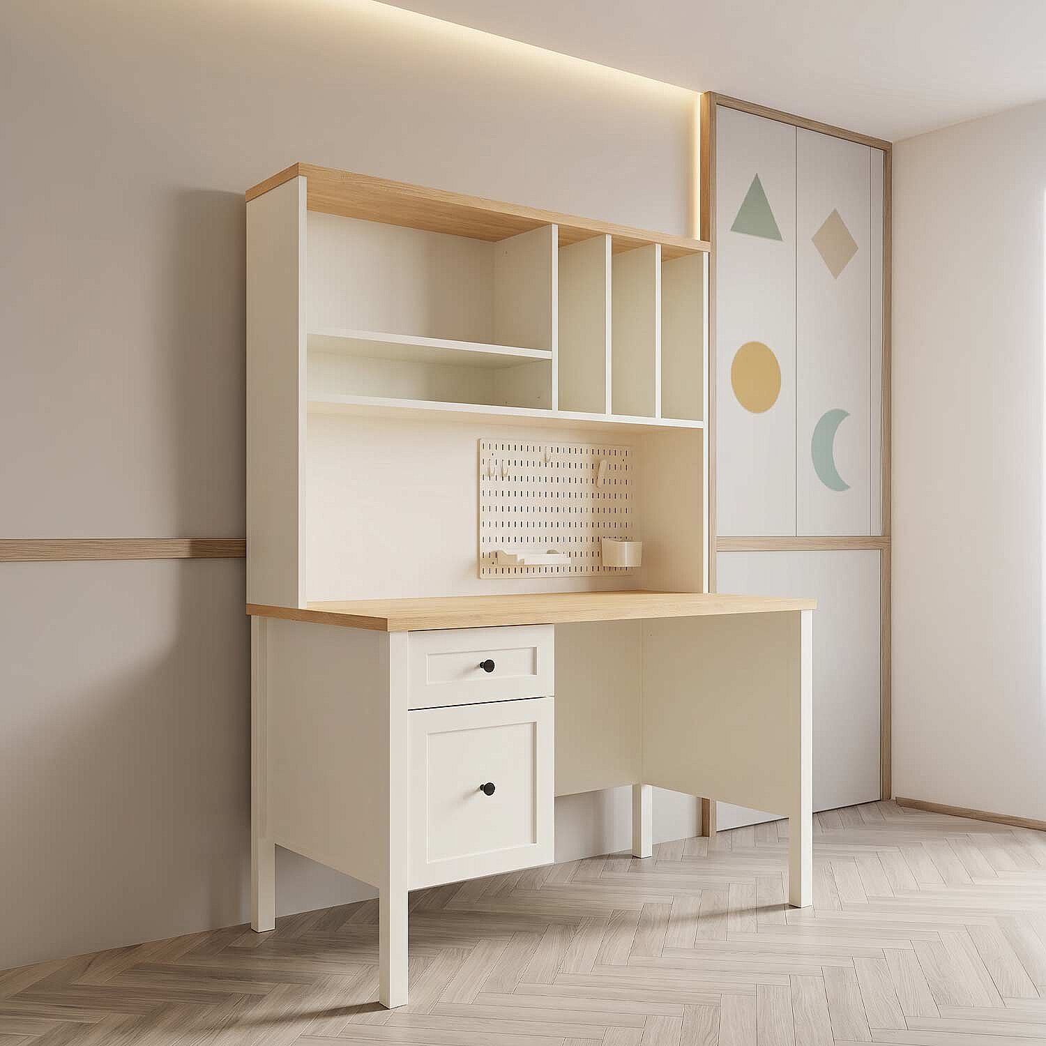 Flexi Genç Çalışma Masası Büyük Raflı Fon - (1)